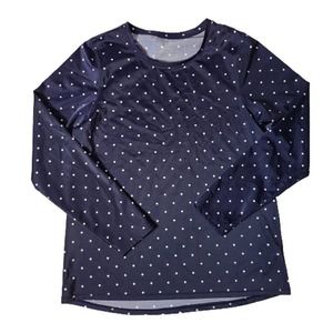 LL Bean Women's SunSmart® UPF 50+ Sun Shirt Blue White Polka Dot-Size Medium